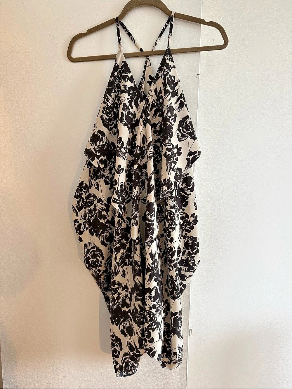 Tobi - Floral Dark Brown & Cream Dress; Size Small